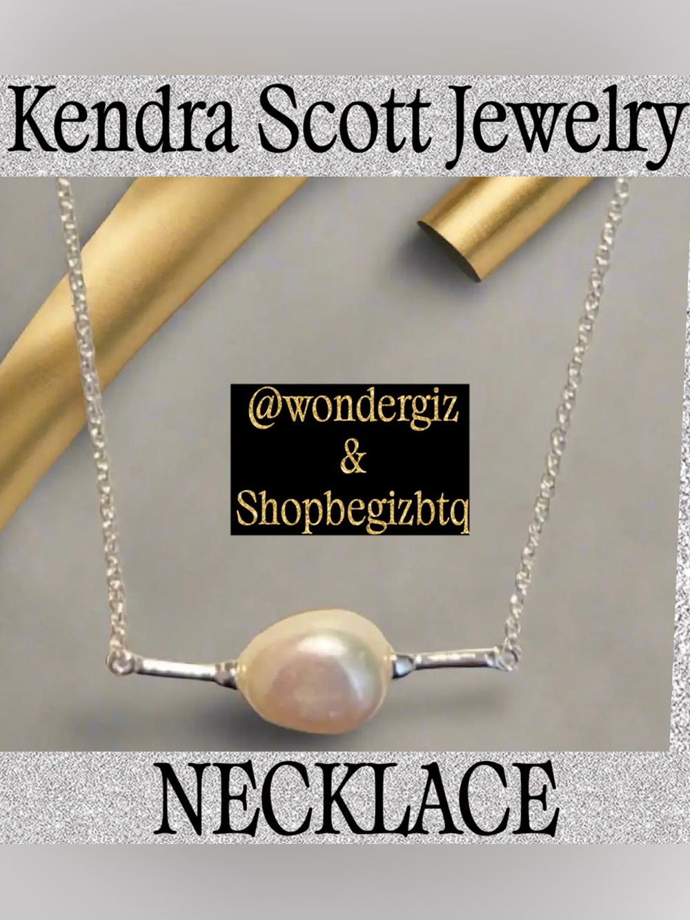 Kendra Scott Authentic Silver Pendant Necklace In Cultured Pearl NWOT